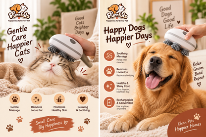 Purrfuls Pet Massager – Rechargeable Grooming & Massage Brush