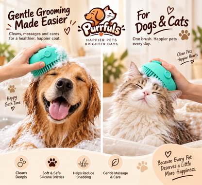 Purrfuls Pet Bath Brush with Shampoo Dispenser